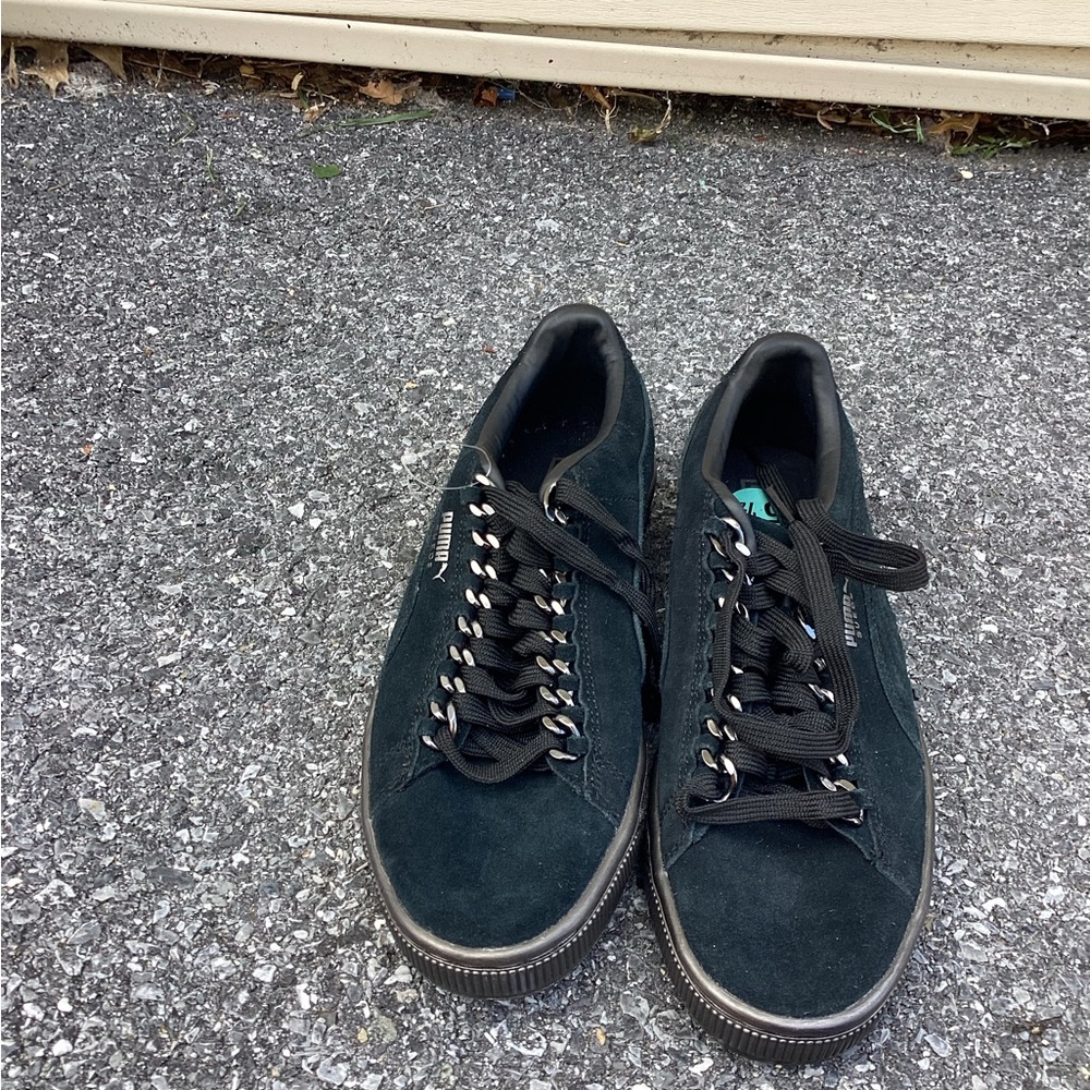 Puma Suede Classic X Chain Black Sneakers - Shoe Size 5.5c